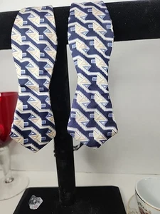 Fliege mit Diamantspitze geometrisches Design blau und hellbraun - Bild 1 von 14