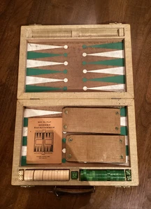 Vintage Crisloid Green Swirl Bakelite Backgammon Set w/ Doubling Cube & Dice - Picture 1 of 9