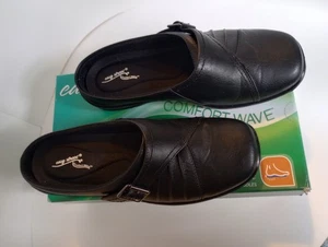 New In Box Womens 7.5 Wide Black Slides Easy Motion by Easy Street light insoles - Picture 1 of 24