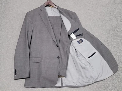 Traje Brooks Brothers 346 para hombre 46L 36x33 (se adapta a 44L 34x31) gris lana Fitzgerald Foto 1 de 4