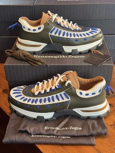 Ermenegildo Zegna Claudio Low-Top Sneaker dunkelgrün Größe 10,5 mit Karton - SCHÖN!!! - Bild 1 von 10