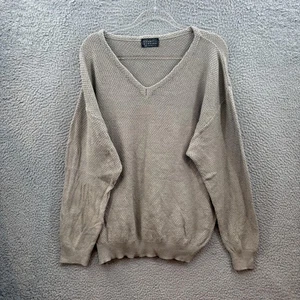 Barneys New York Maglione Uomo XL Grigio 100% Lana Merino Made in Italy Scollo V - Foto 1 di 7