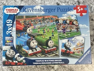 NEW Ravensburger Jigsaw Puzzle Thomas the Train Watches Soccer 3-Pack New Sealed - Picture 1 of 3