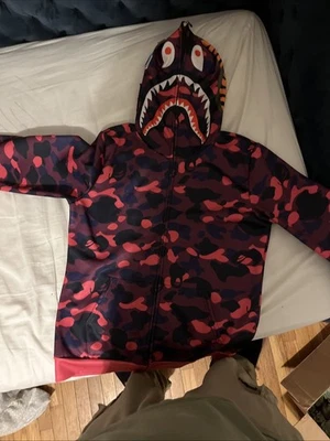 Sudadera con Capucha Bathing Ape Bape Púrpura Camuflada Cremallera Completa Tiburón Talla Grande Foto 1 de 2