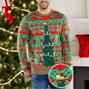 Tipsy Elves Abridor de Botellas Feo Navidad Suéter Vacaciones Tejido Pullover DEFECTUOSO - Imagen 1 de 12