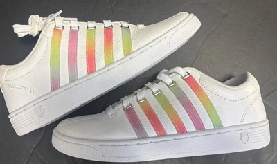 Zapatilla deportiva K-Swiss Court Pro II blanca pastel de cuero arco iris para mujer talla 8 Foto 1 de 4