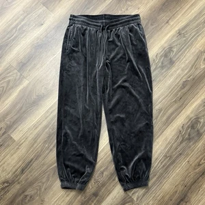 Avia Womens Size L Black Jogger Sweatpants Velour Velvet Tapered Ankle Pockets - Picture 1 of 3