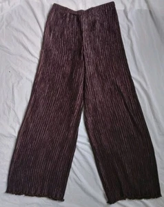 80s Pierre Labiche Pants Purple Crinkle Wide Leg Womens Size 16 - Picture 1 of 9