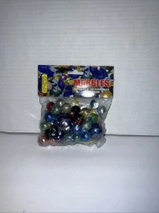 VINTAGE FUN TIME MARBLES 38 PACK SPECKLED CATS EYE 2 SHOOTERS UNOPENED BAG MIXED - Picture 1 of 3