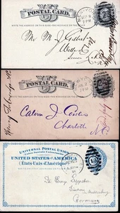 U.S.Postal Cards - 3 diff w/ New York numeral duplex cancels - Picture 1 of 1