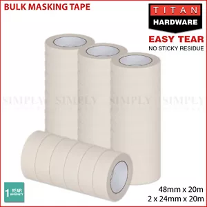 Masking Tape Painting Crepe Paper 24mm 48mm x 20m House High Temperature Bulk - Picture 1 of 12