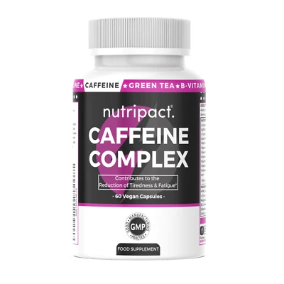 NUTRIPACT Koffein Kapseln Komplex Energie Pre Workout Tabletten B Vitamine, L-Tyrosin +