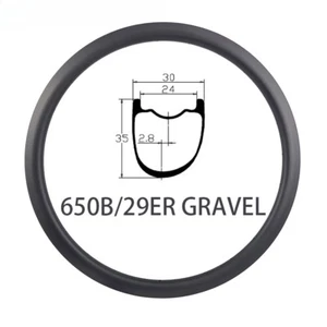 650b 29er Gravel Road Bike 35*30mm Hookless Clincher Carbon Rim 3K UD Matte - Picture 1 of 11