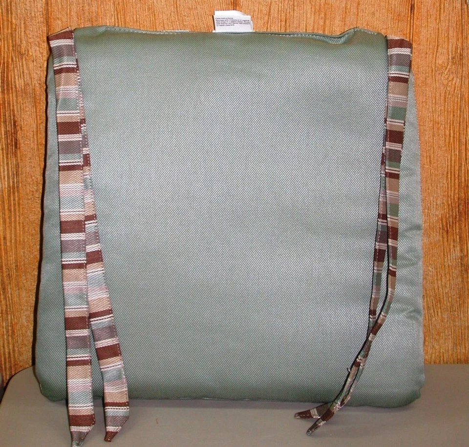 Outdoor Patio Seat Pad ~ Seafoam Brown Stripe ~ 20.5" x 20" x 1.5" **NEW** - Image 1 of 1