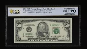 DBR 1993 $50 Cleveland STAR Fr. 2125-D* SuperGem PCGS-B 68 PPQ Serial D00508121* - Picture 1 of 2