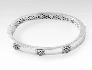 SARDA 925 SS JANYL ADAIR & HAMMERED OVAL HINGED BANGLE BRACELET, SZ 8, NWT - Picture 1 of 5