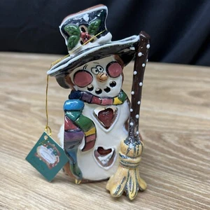 Blue Sky Clayworks Heather Goldminc Snowman Tealight Holder 2002 5'' In Box - Picture 1 of 15