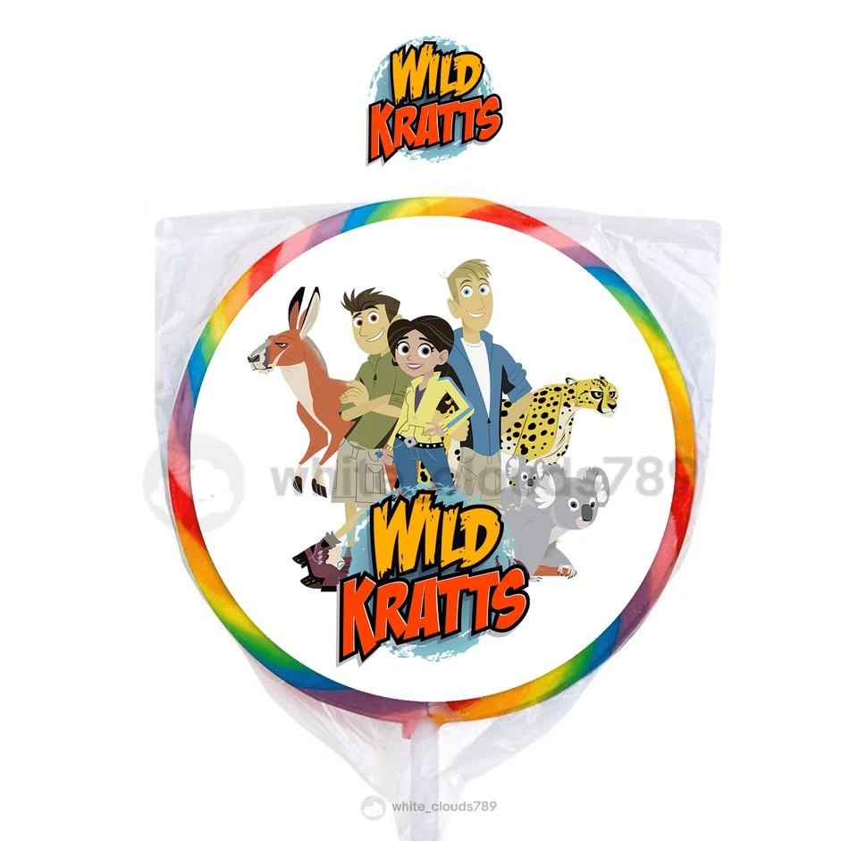 24 etiquetas adhesivas Wild Kratts 1,67" PBS para bolsa piruleta fiesta favor cumpleaños Foto 1 de 1