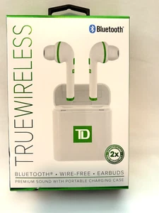 True Wireless Bluetooth Wire-Free White Earbuds with Portable Charging Case - Picture 1 of 5