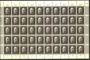 RARA HOJA DE 25 o 50 SELLOS NAZIS 1944 Biólogo Robert Koch Premio Nobel - Imagen 1 de 1