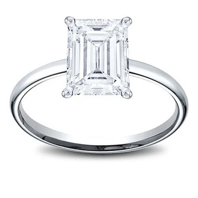 14K Gold 3.19 ct Emerald Cut Diamond Solitaire Engagement Ring F VS2 Lab Grown - Image 1 of 3