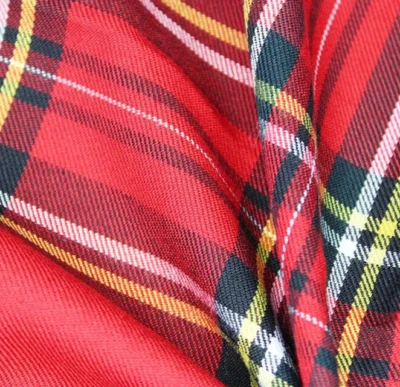 Tartan Fabric - Large Red Royal Stewart Tartan Check Polyviscose Dress Fabric - Image 1 of 4