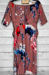 Little Mistress Maternity Size 4 Women’s Multicolor Floral Bardot Layered Dress - Picture 1 of 6