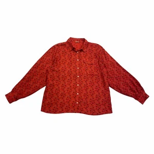 Primavera Womens Paisley Shirt | Vintage Red Button Designer Acrylic Wool Blouse - Picture 1 of 5