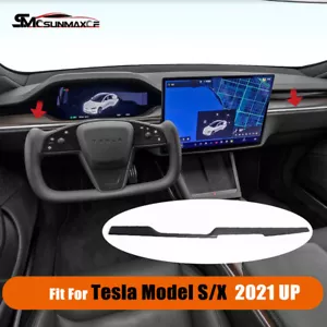 Carbon Fiber Console Dashboard Panel Cover Trim For Tesla Model S/X 2021+ Glossy - Foto 1 di 6