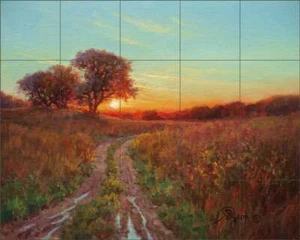 Sonnenuntergang Fliese Backsplash William Hagerman Landschaft Kunst Keramik Wandbild WHA009 - Bild 1 von 5