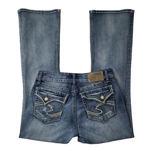 Silver Jeans SUKI FLAP Bootcut Denim Flap Pocket 29x30 EXCELLENT - Picture 1 of 11