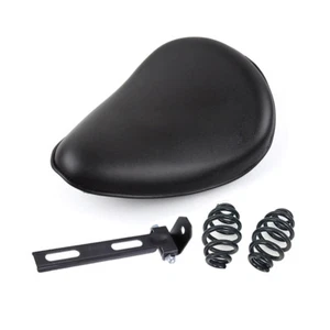 Black PU Leather Solo Drive Seat Spring & Bracket For Harley Chopper Custom - Picture 1 of 7