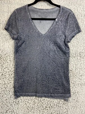 Auténtica Camiseta Estilo Gas Imitación Cuero Gris Oscuro Cuello en V Manga Corta Talla S Foto 1 de 4