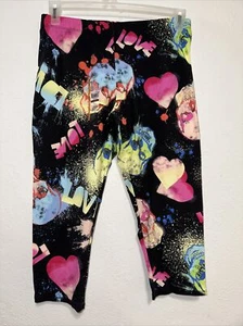 No Boundaries Heart Skull High Rise Capri Cotton Legging Juniors Women Halloween - Picture 1 of 24