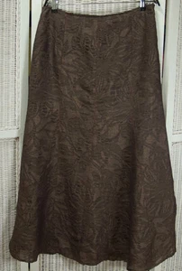 PER UNA Maxi Skirt UK14L Brown Shimmery Italian Fabric Long Full Skirt 34"W 39"L - Picture 1 of 5