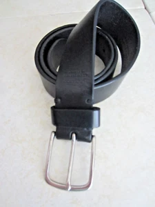 Cinturón Coach Negro Talla 32 Cuero Unisex 1 3/8" Ancho Latón Sólido Color Plateado Hebilla - Imagen 1 de 4