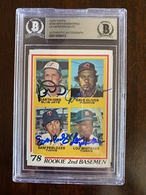 Lou Whitaker Auto Signed 1978 Topps #704 Rookies 4/4 Oliver, Iorg, Perlozzo - Image 1 of 4