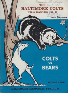 October 1960 Chicago Bears @ Baltimore Colts Game Program Unitas Berry Moore HOF - Picture 1 of 6