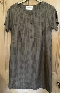 Orla Kiely Olive & Orange Brown Stem Silk Tunic Style Dress Size 8 Needs Hemming - Picture 1 of 8