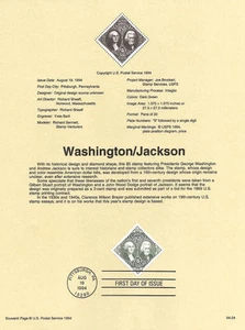 Página de recuerdo #9424 $5,00 Washington/Jackson #2592 USPS - Imagen 1 de 1
