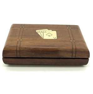 Handmade Wooden Playing Card Storage Box, with Playing Paper Cards US - Picture 1 of 4