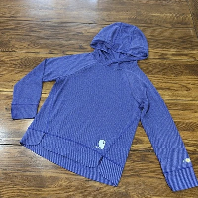 Carhartt Force Shirt Girls Size 4 Hoodie Hooded Striped Purple Dri Fit - Image 1 of 4