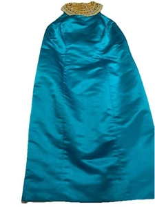 Hand Made Custom Turquoise Silk and Beaded Dress Medium Party Formal Stunning - Picture 1 of 22