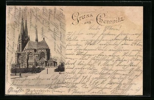 Chemnitz, Ansichtskarte, St. Markuskirche mit Straße 1898 - Picture 1 of 2