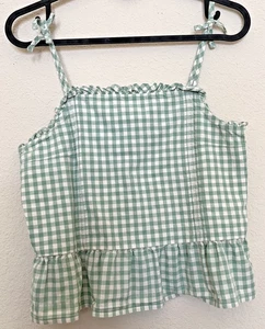 POLO Ralph Lauren Girls Gingham Cotton Madras Peplum Top Size 10/12 preowned - Picture 1 of 6