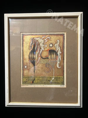Tadashi Nakayama "caballo" impresión en madera auténtica 1971 firmada enmarcada Shinhanga Foto 1 de 4