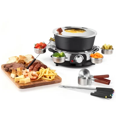 Conjunto de panela de fondue elétrica inclui panela antiaderente 2QT, 3 xícaras de medição, 8 fondue... - Imagem 1 de 4