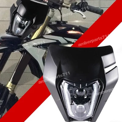 For Honda CRF250F CRF450R/X CRF250R XR400 Dirt Bike LED Headlight BLACK Fairing - Image 1 of 4