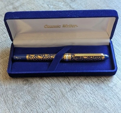De Colección Capella Pluma Celestial Azul Cobalto y Dorado Luna y Estrellas Escritura Rodillo Bola Foto 1 de 4