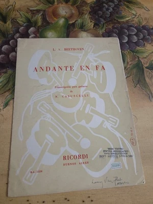 Бетховен Анданте En Fa Для Классической Гитары Чрезвычайно Редкие Нотные Ноты, 11 Страниц - Изображение 1 из 2